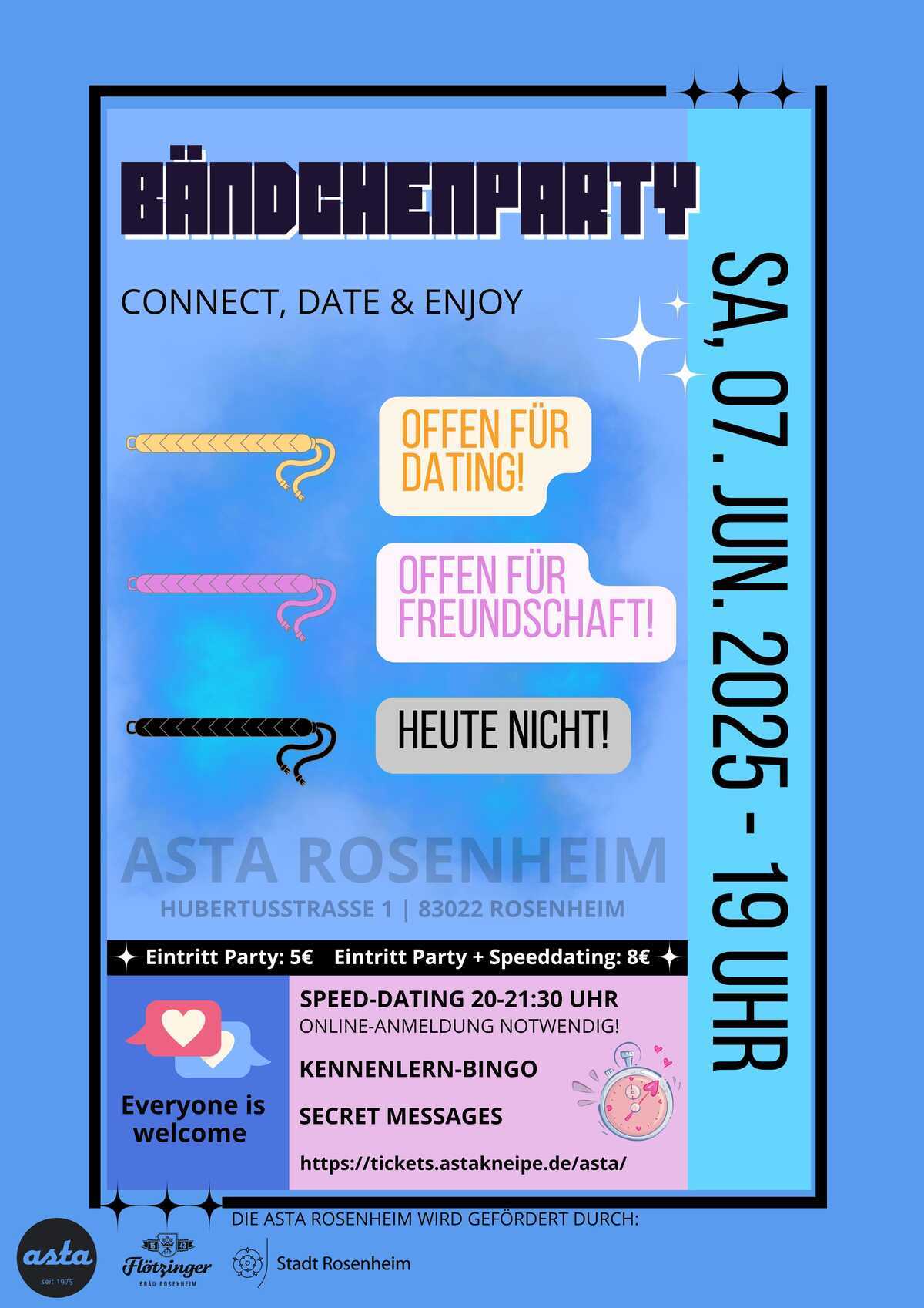 Bändchen-Party x Kennenlernparty x Speed Dating in der Asta