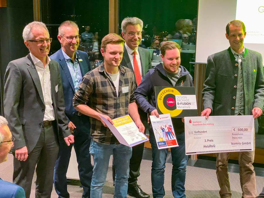 Gründerpreis Platz 3 belegte Johannes Lechner und Sebastian Hauser mit ihrer Geschäftsidee "MetallteQ"