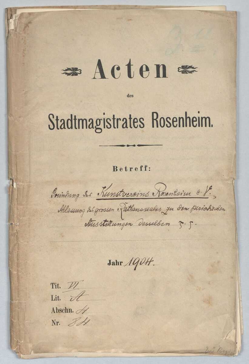 gruendungsmappe kunstverein rosenheim umschlag 1904 stadtarchiv rosenheim