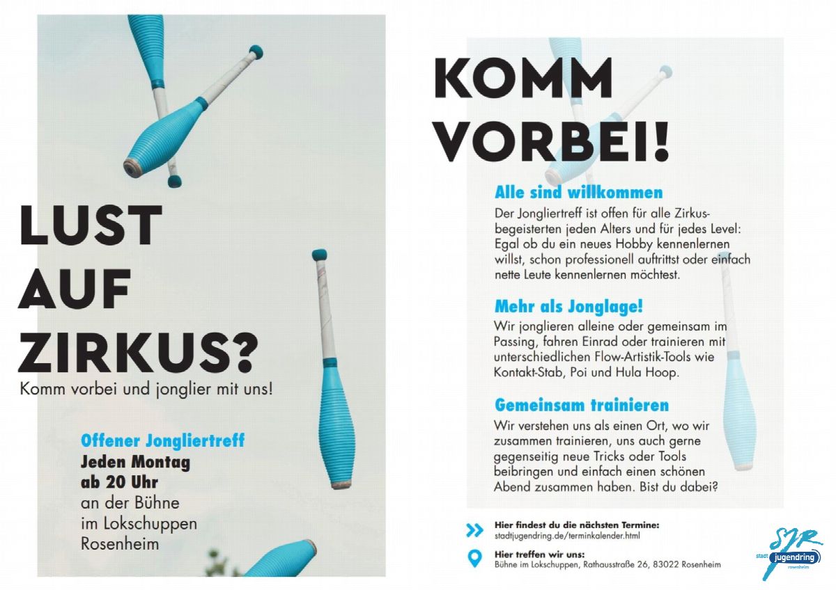 Offener Jongliertreff in der Bühne im Lokschuppen