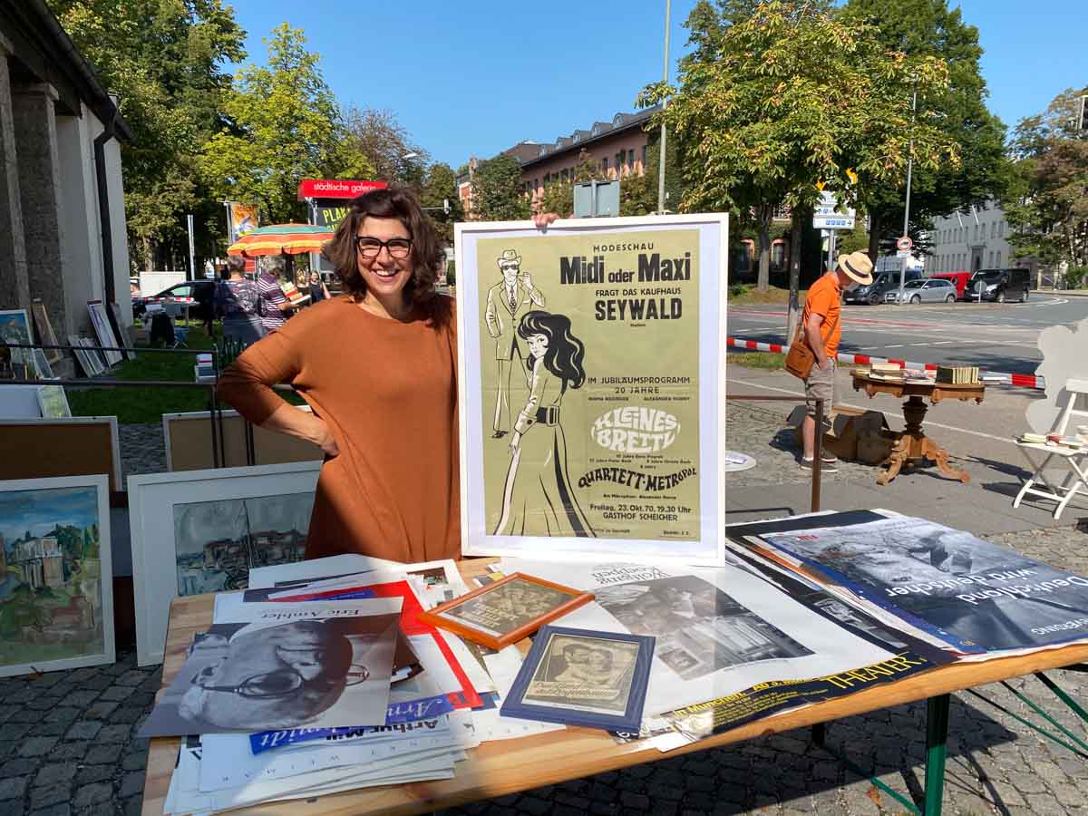 Monika Hauser-Mair (Leitung Städtische Galerie Rosenheim) Plakat Flohmarkt