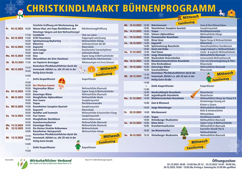 christkindlmarkt rosenheim buehnenprogramm